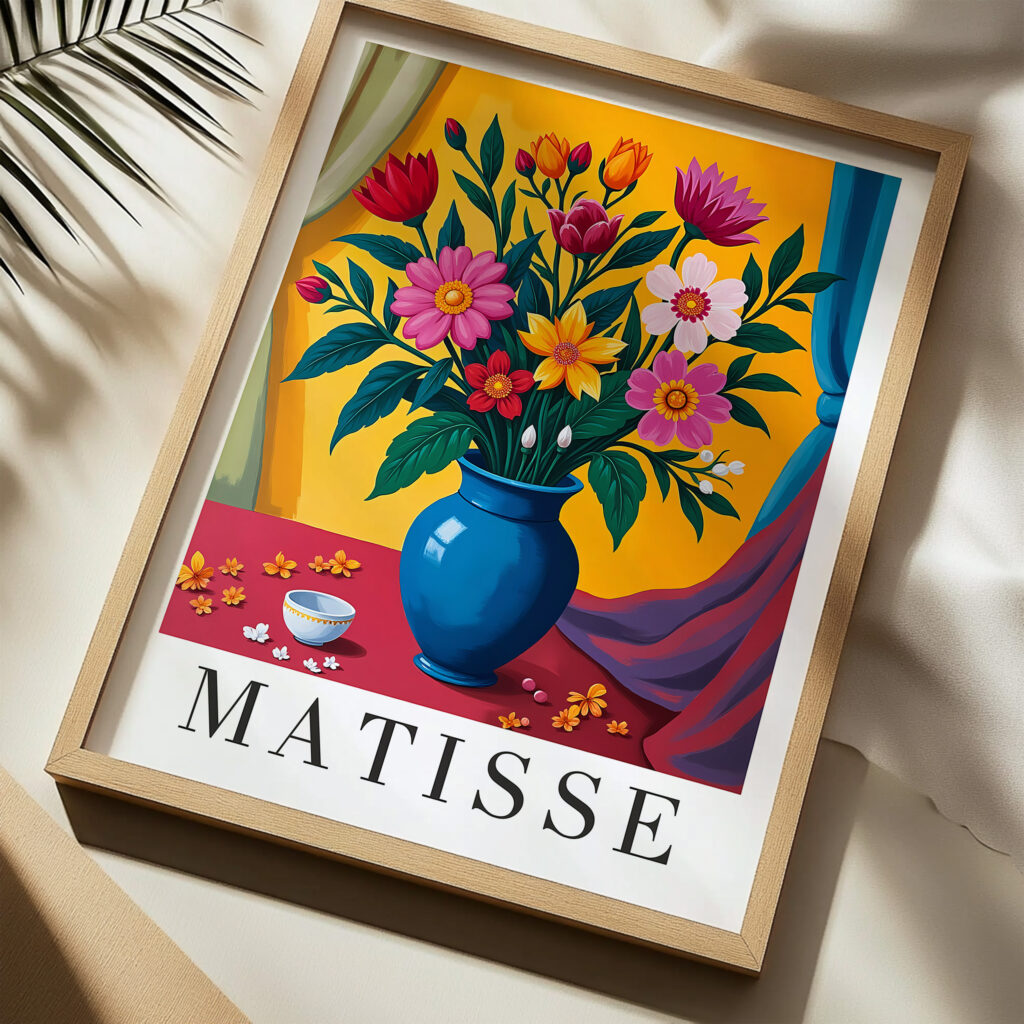 a picture of flowers in a blue vase